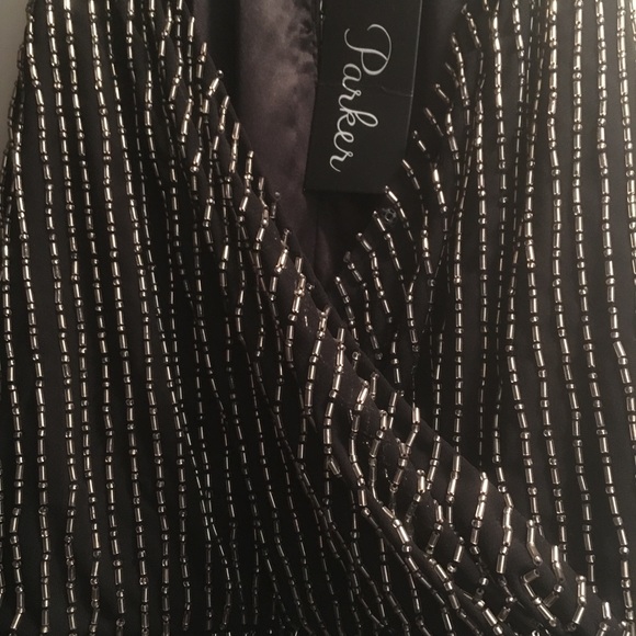 NWT Parker black silver beaded cocktail dress - Picture 4 of 6